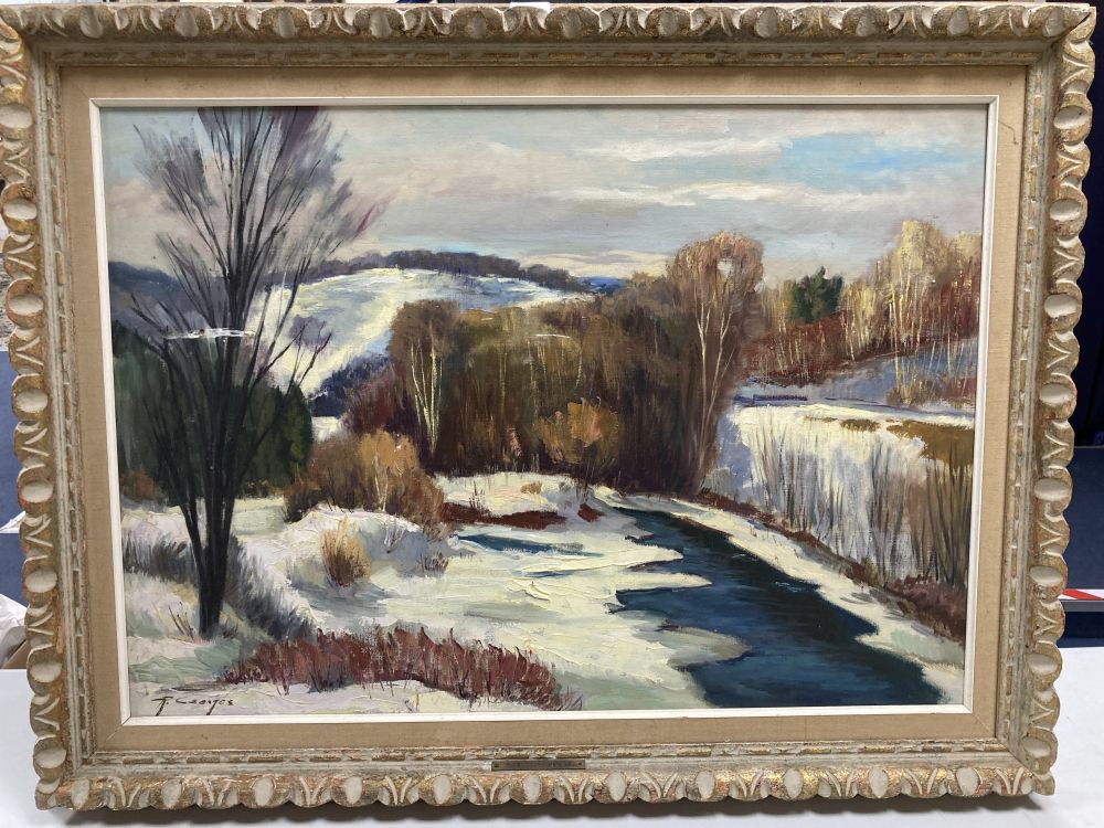 R. Georges, oil on canvas, Winter landscape, 50 x 70cm